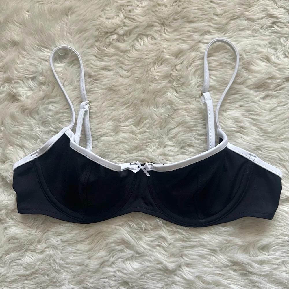Pink By Frankies Bikinis Buttercup Bikini Top Swim Top Black White S